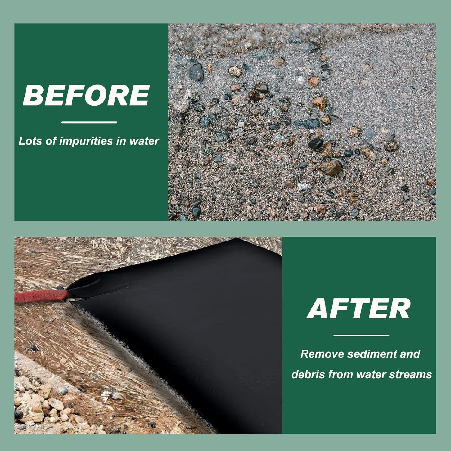 1 Pcs Silt Bags for Dewatering Filter Bag Non Woven Geotextile Fabric Oil Sludge Sediment Filter Bags for Construction, Black (5 x 15 ft)