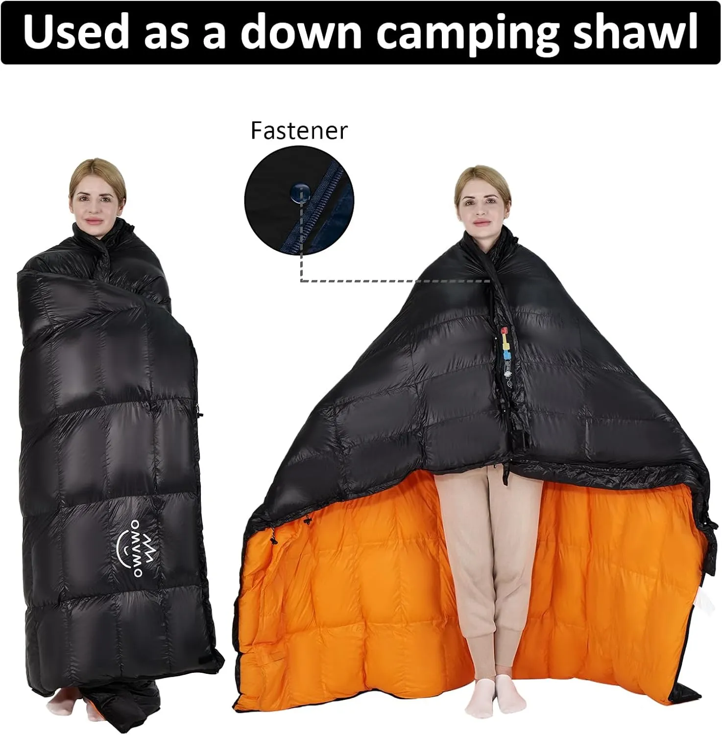 15°F 10°F Duck Down Sleeping Bag for Adults,650 Fill Power,Ultralight Wearable 4 Season Cold Weather Rectangle Sleeping Bag for Camping Hiking,Can be Used as a Down Blanket or Cloak