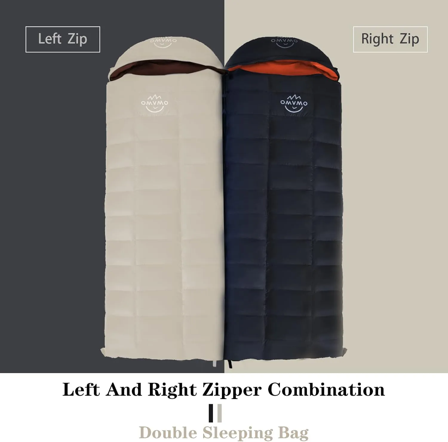 15°F 10°F Duck Down Sleeping Bag for Adults,650 Fill Power,Ultralight Wearable 4 Season Cold Weather Rectangle Sleeping Bag for Camping Hiking,Can be Used as a Down Blanket or Cloak