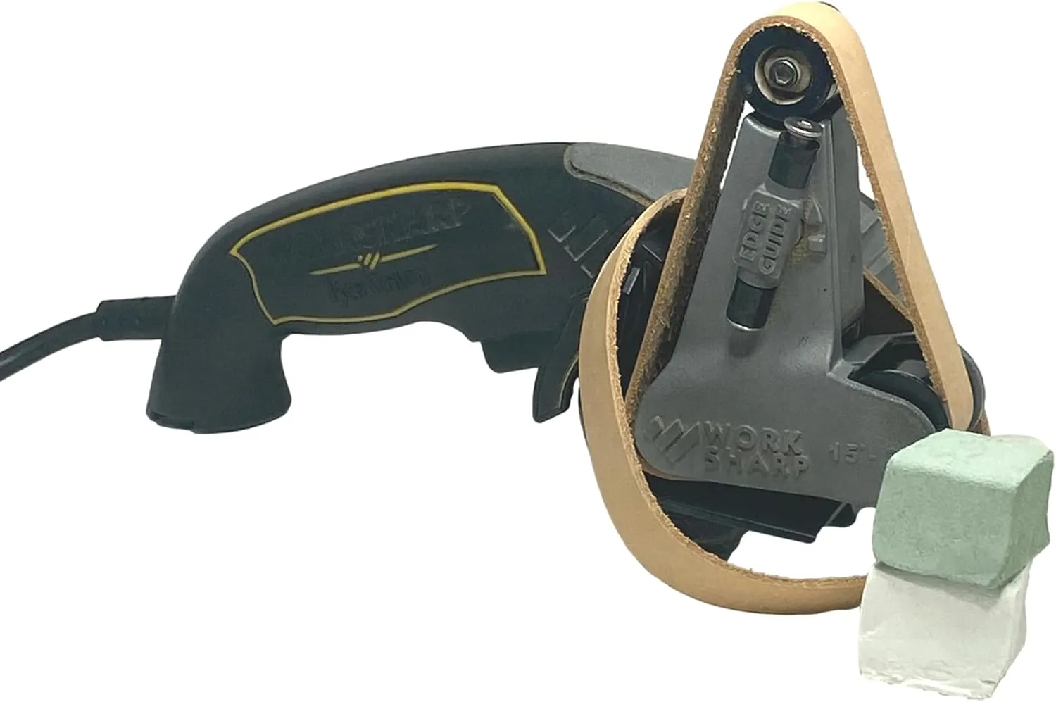 2 Pack of 3/4” x 12” Leather Honing & Polishing Belts. Fits Ken Onion Work Sharp - Includes White and Green Compounds