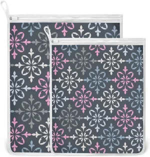 2 Pcs Mesh Laundry Bags Delicates Laundry Bag with Zipper Dirty Clothes Travel Bag,for Laundry Washing Machine Bra Hosiery Underwear Black Retro Pattern