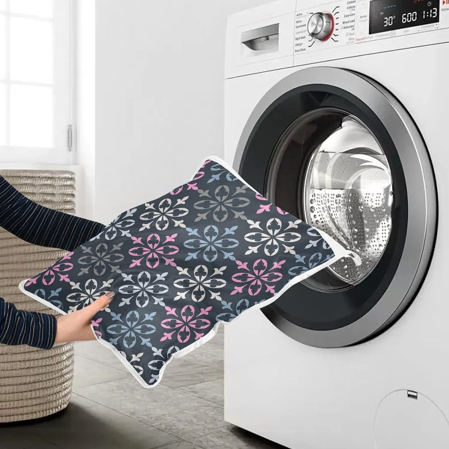 2 Pcs Mesh Laundry Bags Delicates Laundry Bag with Zipper Dirty Clothes Travel Bag,for Laundry Washing Machine Bra Hosiery Underwear Black Retro Pattern