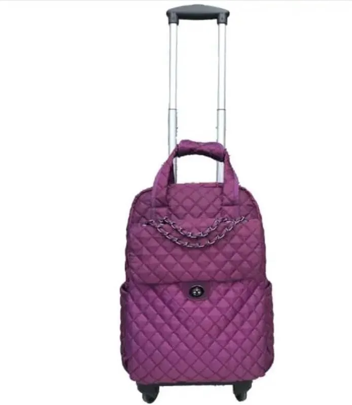20 Inch Women carry on hand Luggage bag Cabin travel Trolley Bags wheels rolling luggage backpack Trolley Suitcase wheeled Bag(Black 20 Inch)