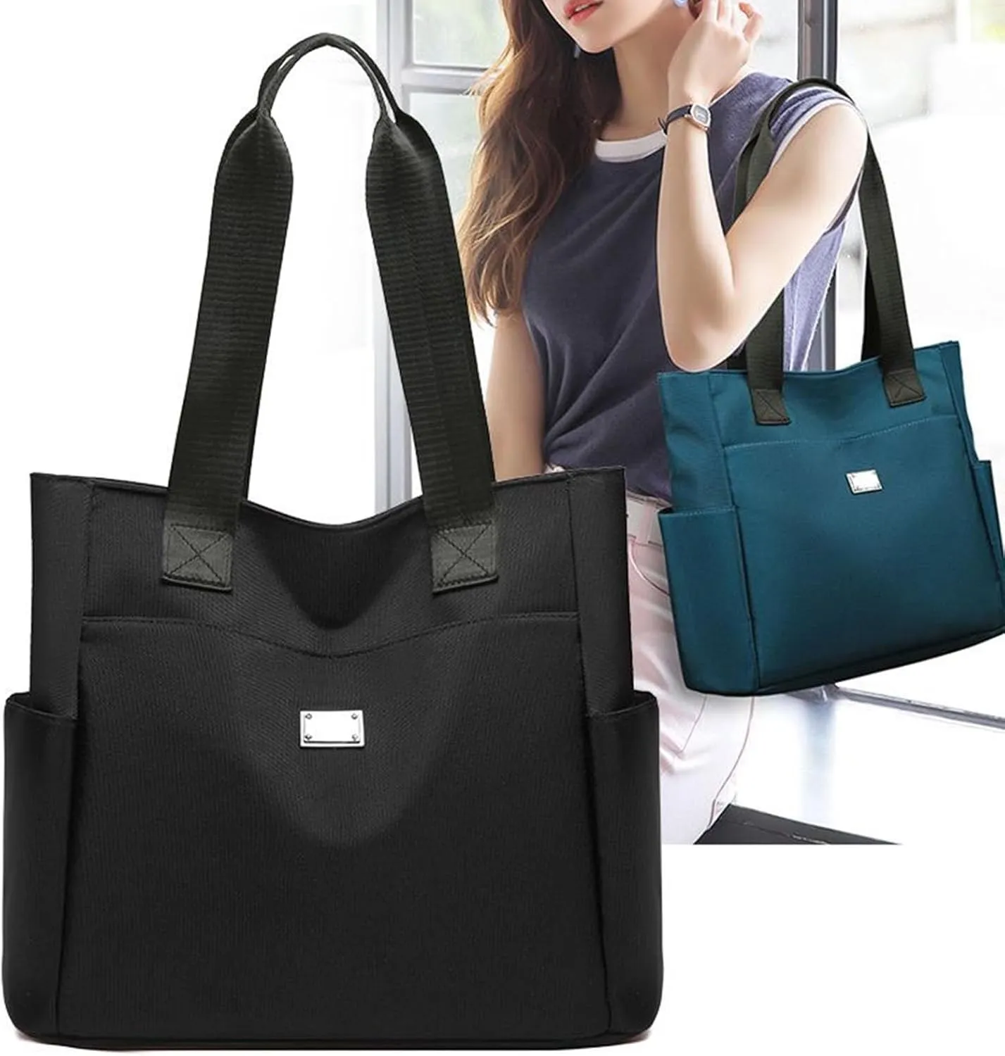 2025 Fashion Women Tote Shoulder Bag, Multi Pockets, Large Capacity, Nylon Shoulder Bag, Beach Bags Crossbody Bags