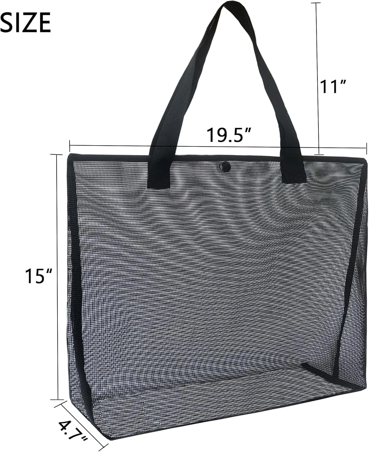 2Pack Large lightweight Simple Mesh Beach Tote Bag With snap Button Reusable Pool Bag for Outdoor Travel Shopping Gym