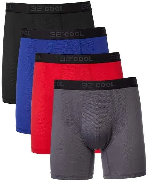 32º DEGREES Mens 4-Pack Active Mesh Quick Dry Performance Boxer Brief