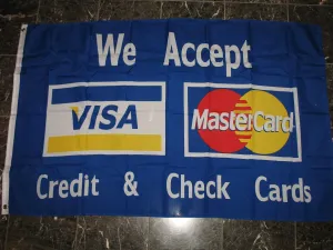 3x5 We Accept Visa MasterCard Flag Store Banner Advertising Business Credit Sign