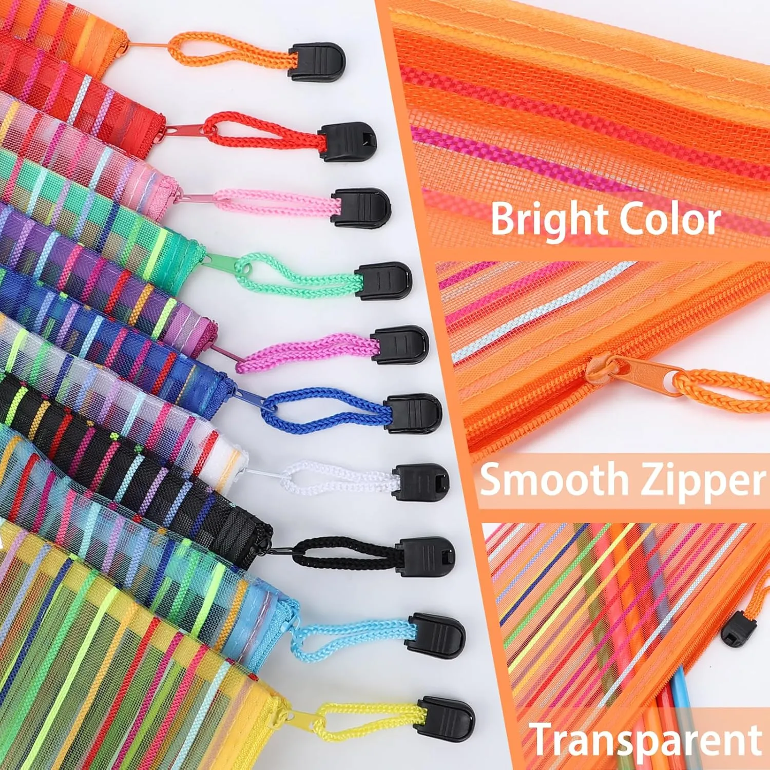 40 Pack 10 Colors Mesh Zipper Pouch Bags, Small Pouch Pencil Pouch Bulk, Cosmetics Makeup Bags Accessories Storage Bag, Home Organizing Office School Classroom Supplies