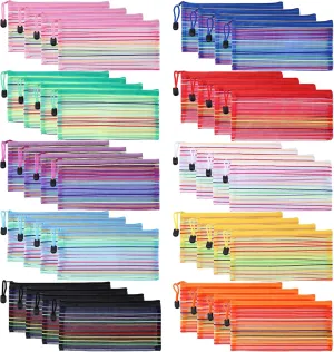 40 Pack 10 Colors Mesh Zipper Pouch Bags, Small Pouch Pencil Pouch Bulk, Cosmetics Makeup Bags Accessories Storage Bag, Home Organizing Office School Classroom Supplies
