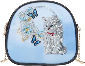 5D Diamond Painting Leather Purse Handbag with Chain, Rhinestone Clutch Makeup Bag Crossbody Bag for Lady Girls
