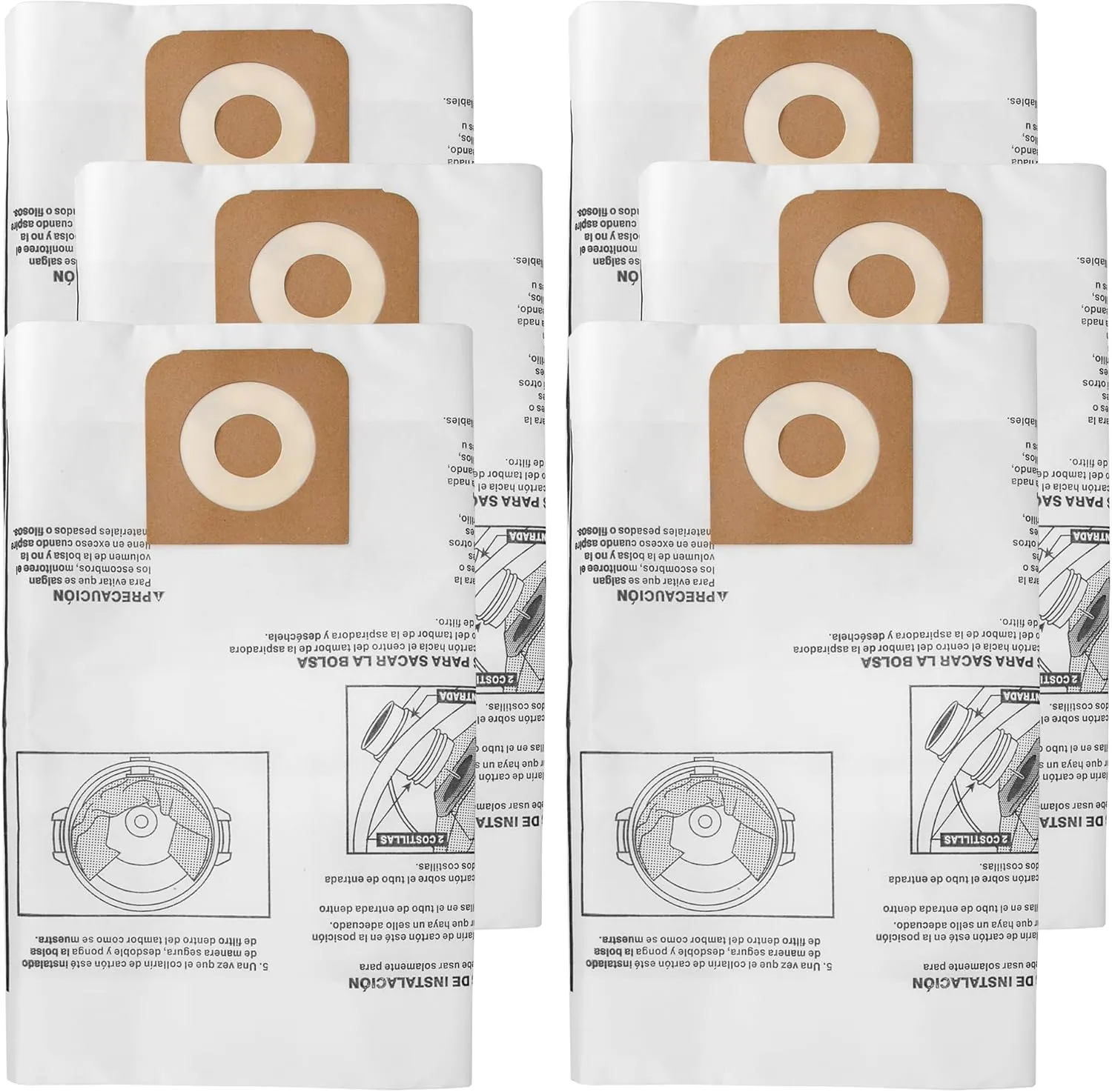6 Pack CMXZVBE38749 Vacuum Dust Bags Replacement for 16 and 20 Gallon CRAFTSMAN Shop Vacuums CMXEVBE17595, CMXEVBE17596