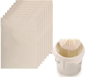 8 Pack Brew Bag 5 Gallon, Extra Large Reusable Straining Bag Mesh Strainer Bag with Drawstring, Cheese Cloth Bag for Straining Fruit, Cider, Grape Wine, Beer, Brew in a Bag, 27 x 20 Inch