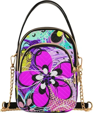 Abstract Chaotic Pattern Crossbody Bags for Women Multi Pocket Shoulder Handbags with Adjustable Strap