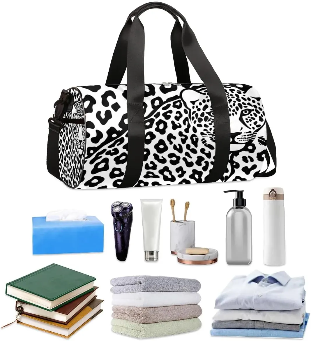 Abstract Leopard Travel Duffle Bag Gym Bag for Women Men Lightweight Carry on Duffel Bag for Sports Gyms Weekend Getaway