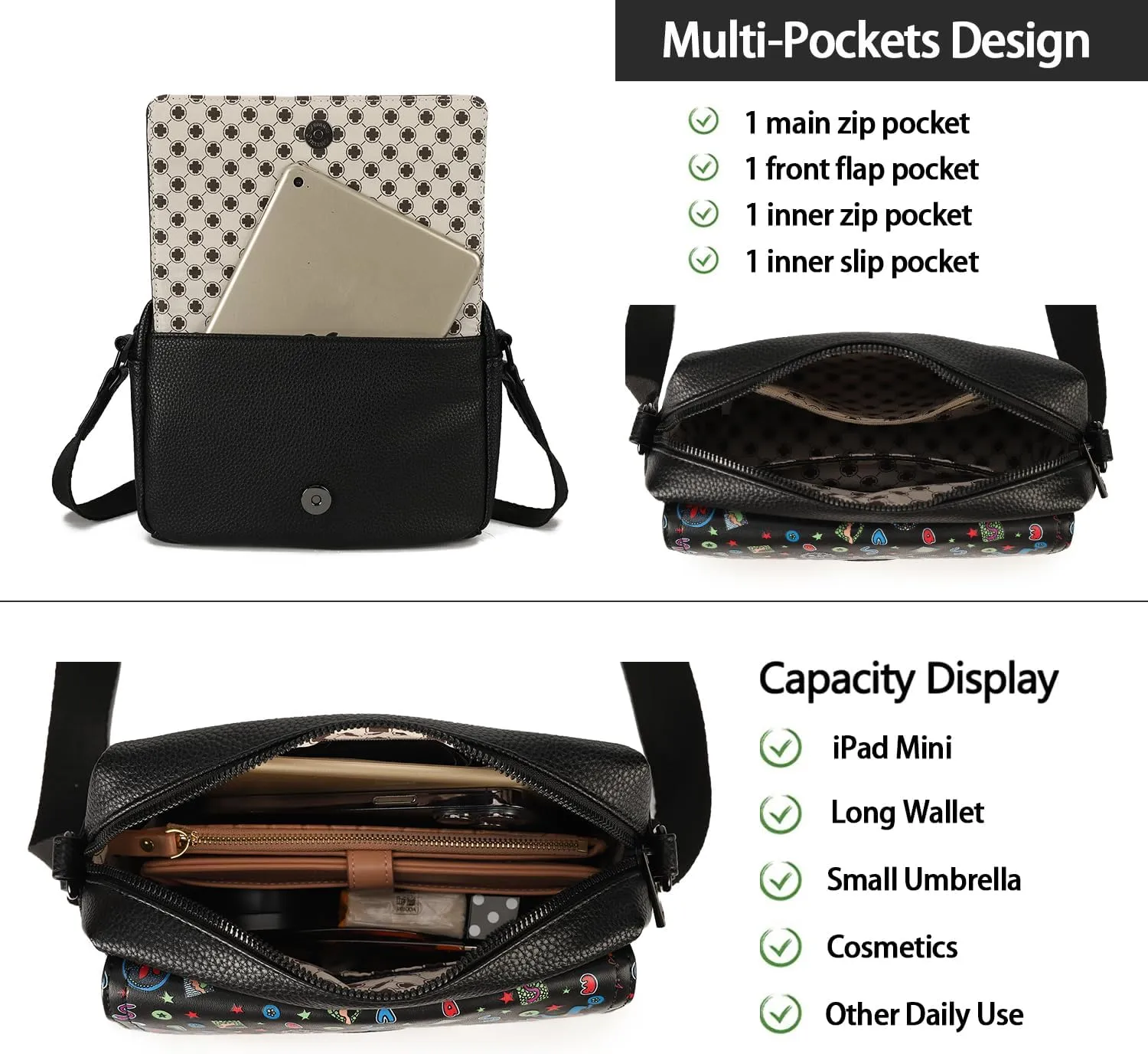 AFKOMST Small Crossbody Purse for Women, Vegan Leather Cross Body Bag and Trendy Shoulder Handbag with Guitar Strap