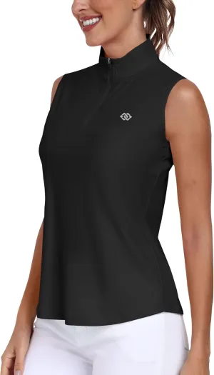 AIRIKE Golf Polo Shirts for Women Sleeveless Summer Sports Athletic Fashionable Workwear-Quick Dry Womens Tank Tops
