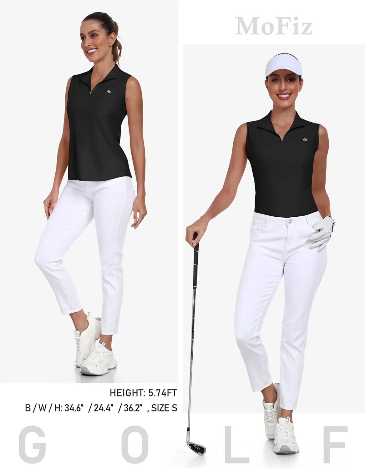 AIRIKE Golf Polo Shirts for Women Sleeveless Summer Sports Athletic Fashionable Workwear-Quick Dry Womens Tank Tops