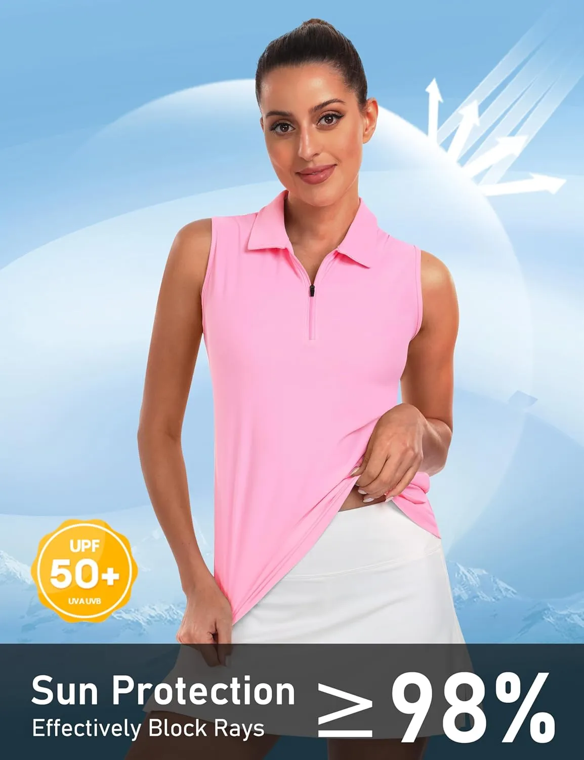 AIRIKE Golf Polo Shirts for Women Sleeveless Summer Sports Athletic Fashionable Workwear-Quick Dry Womens Tank Tops