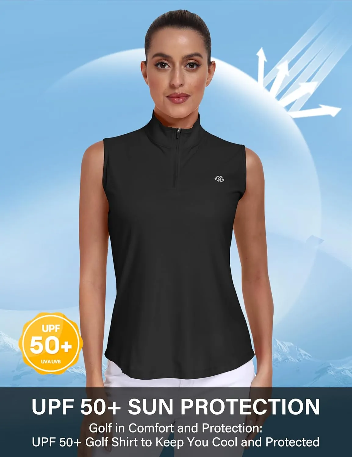 AIRIKE Golf Polo Shirts for Women Sleeveless Summer Sports Athletic Fashionable Workwear-Quick Dry Womens Tank Tops