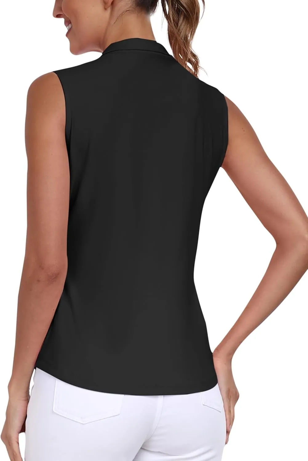 AIRIKE Golf Polo Shirts for Women Sleeveless Summer Sports Athletic Fashionable Workwear-Quick Dry Womens Tank Tops