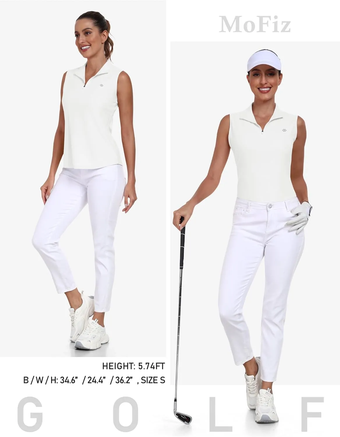 AIRIKE Golf Polo Shirts for Women Sleeveless Summer Sports Athletic Fashionable Workwear-Quick Dry Womens Tank Tops