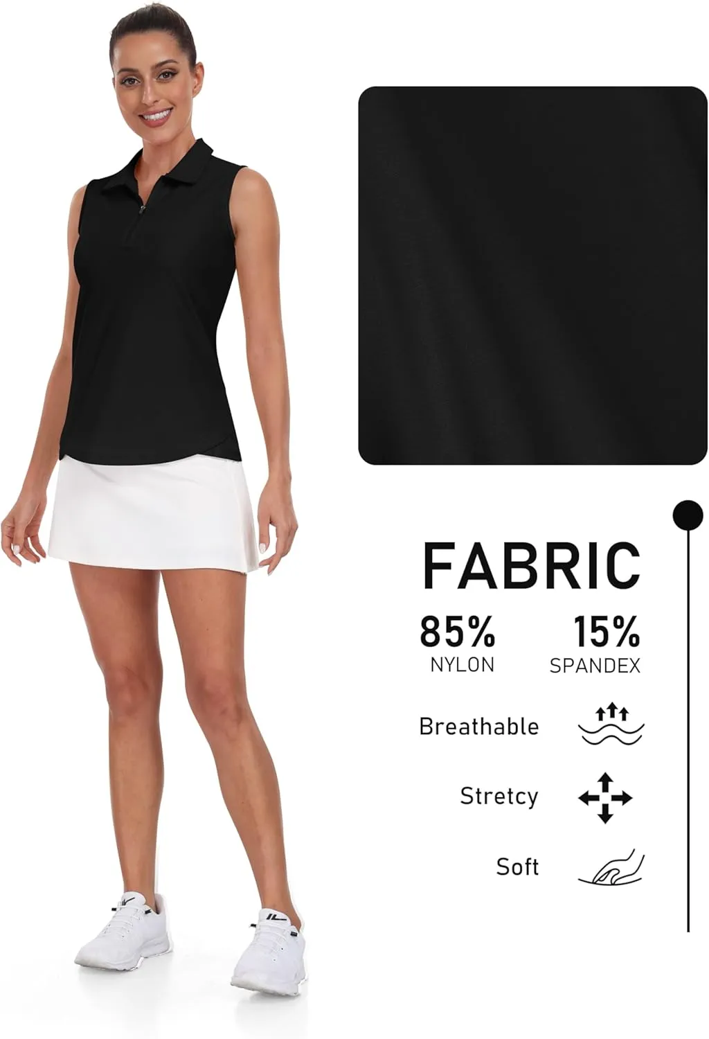 AIRIKE Golf Polo Shirts for Women Sleeveless Summer Sports Athletic Fashionable Workwear-Quick Dry Womens Tank Tops