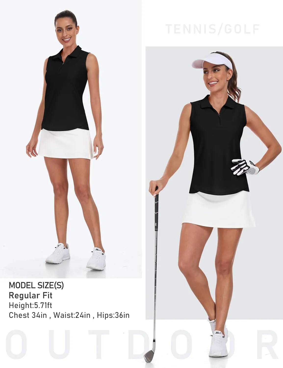 AIRIKE Golf Polo Shirts for Women Sleeveless Summer Sports Athletic Fashionable Workwear-Quick Dry Womens Tank Tops