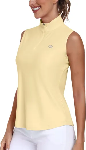 AIRIKE Golf Polo Shirts for Women Sleeveless Summer Sports Athletic Fashionable Workwear-Quick Dry Womens Tank Tops