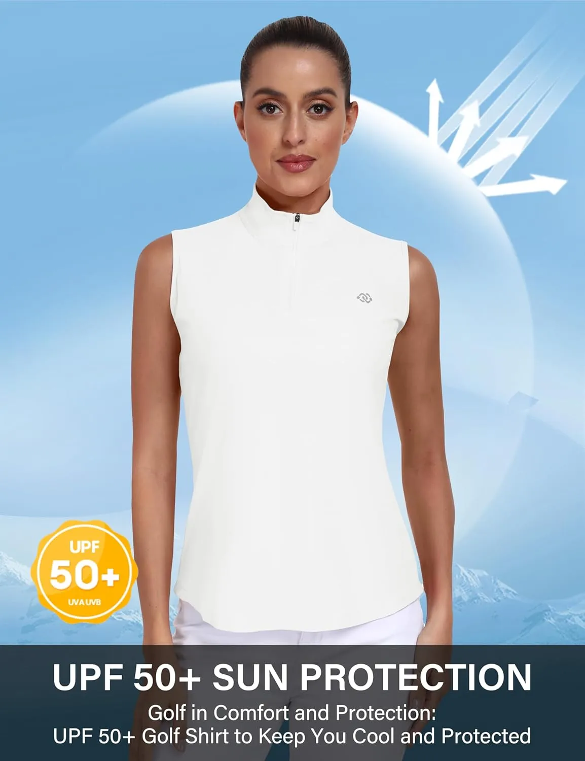 AIRIKE Golf Polo Shirts for Women Sleeveless Summer Sports Athletic Fashionable Workwear-Quick Dry Womens Tank Tops