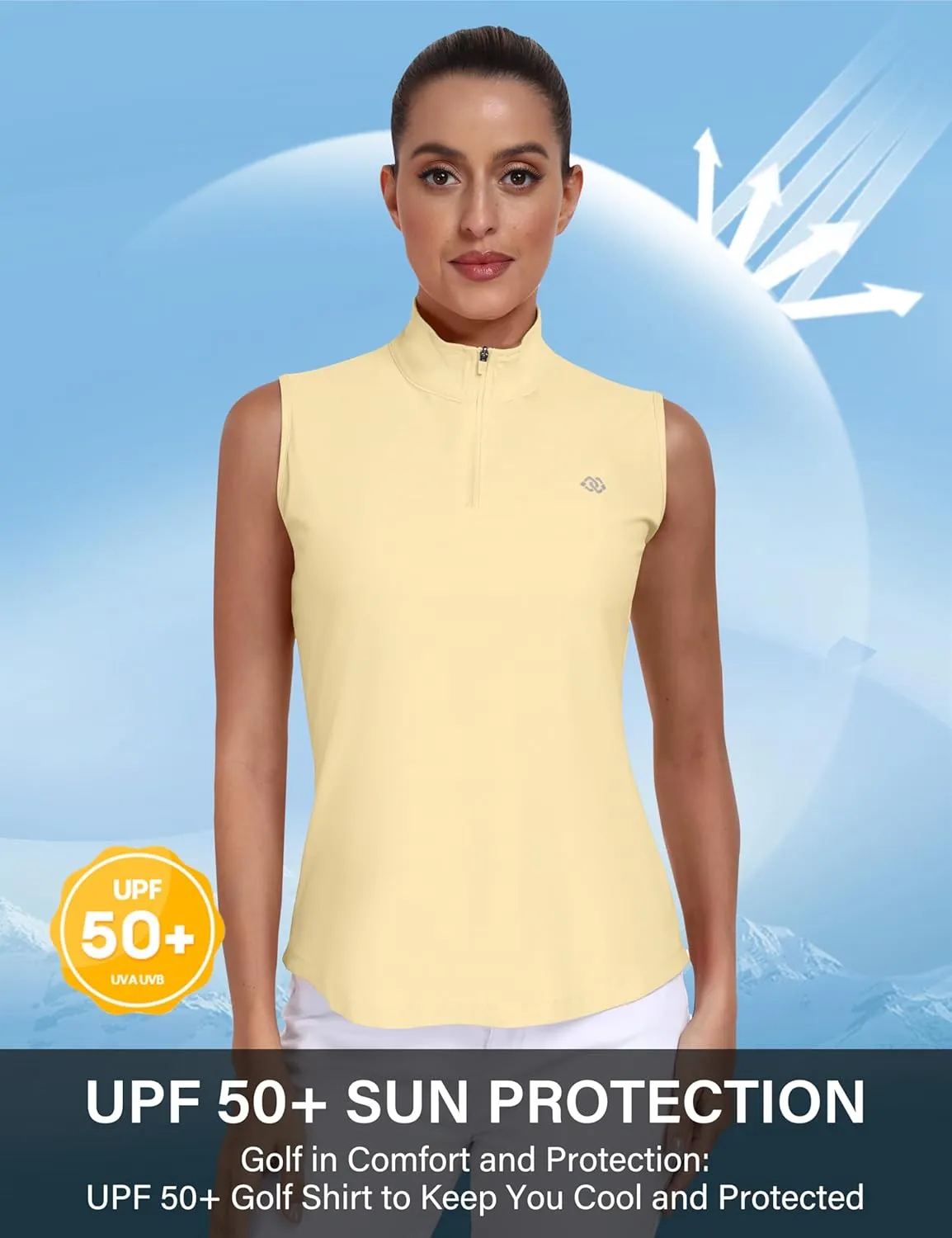 AIRIKE Golf Polo Shirts for Women Sleeveless Summer Sports Athletic Fashionable Workwear-Quick Dry Womens Tank Tops