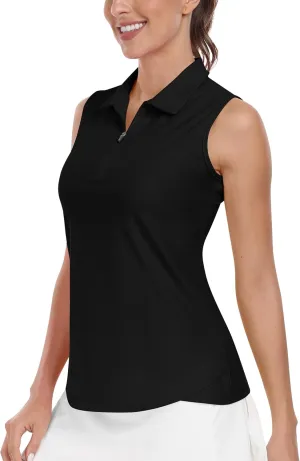 AIRIKE Golf Polo Shirts for Women Sleeveless Summer Sports Athletic Fashionable Workwear-Quick Dry Womens Tank Tops