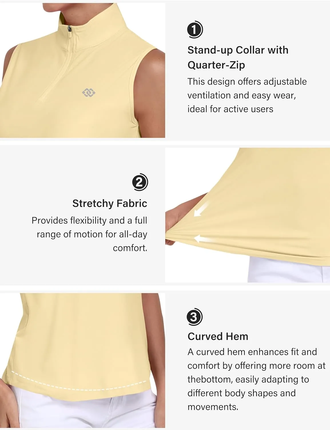 AIRIKE Golf Polo Shirts for Women Sleeveless Summer Sports Athletic Fashionable Workwear-Quick Dry Womens Tank Tops