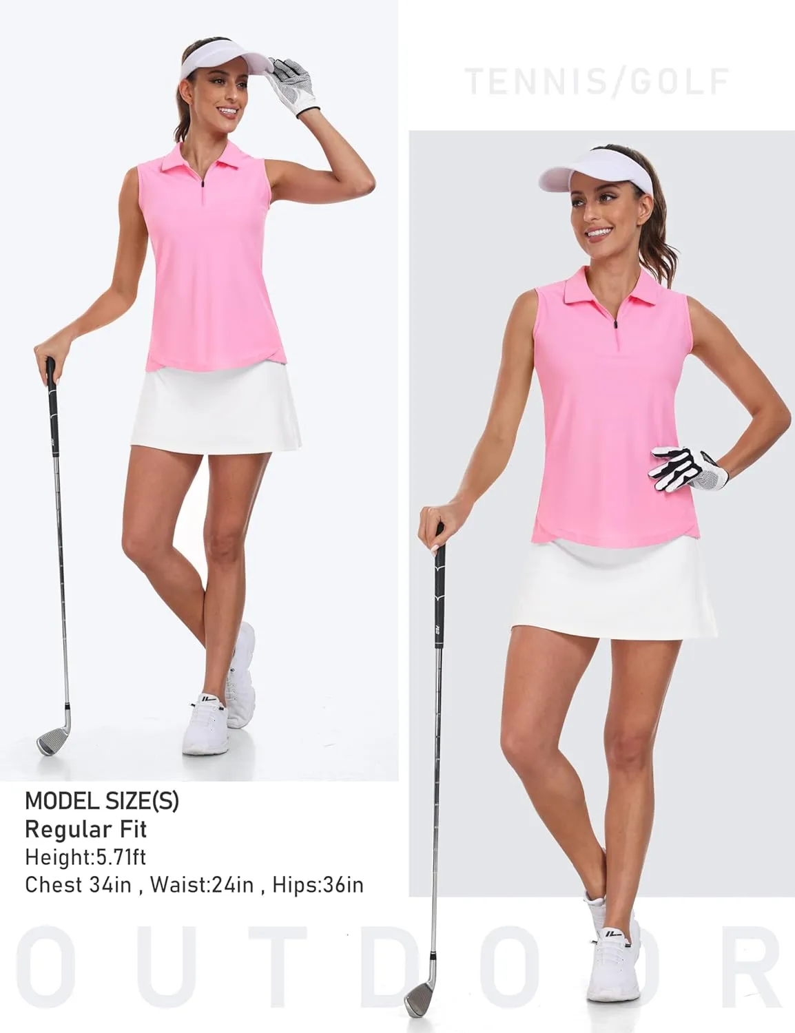 AIRIKE Golf Polo Shirts for Women Sleeveless Summer Sports Athletic Fashionable Workwear-Quick Dry Womens Tank Tops
