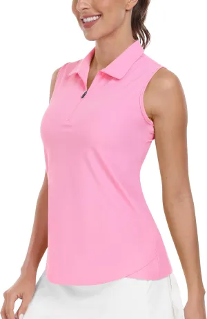 AIRIKE Golf Polo Shirts for Women Sleeveless Summer Sports Athletic Fashionable Workwear-Quick Dry Womens Tank Tops