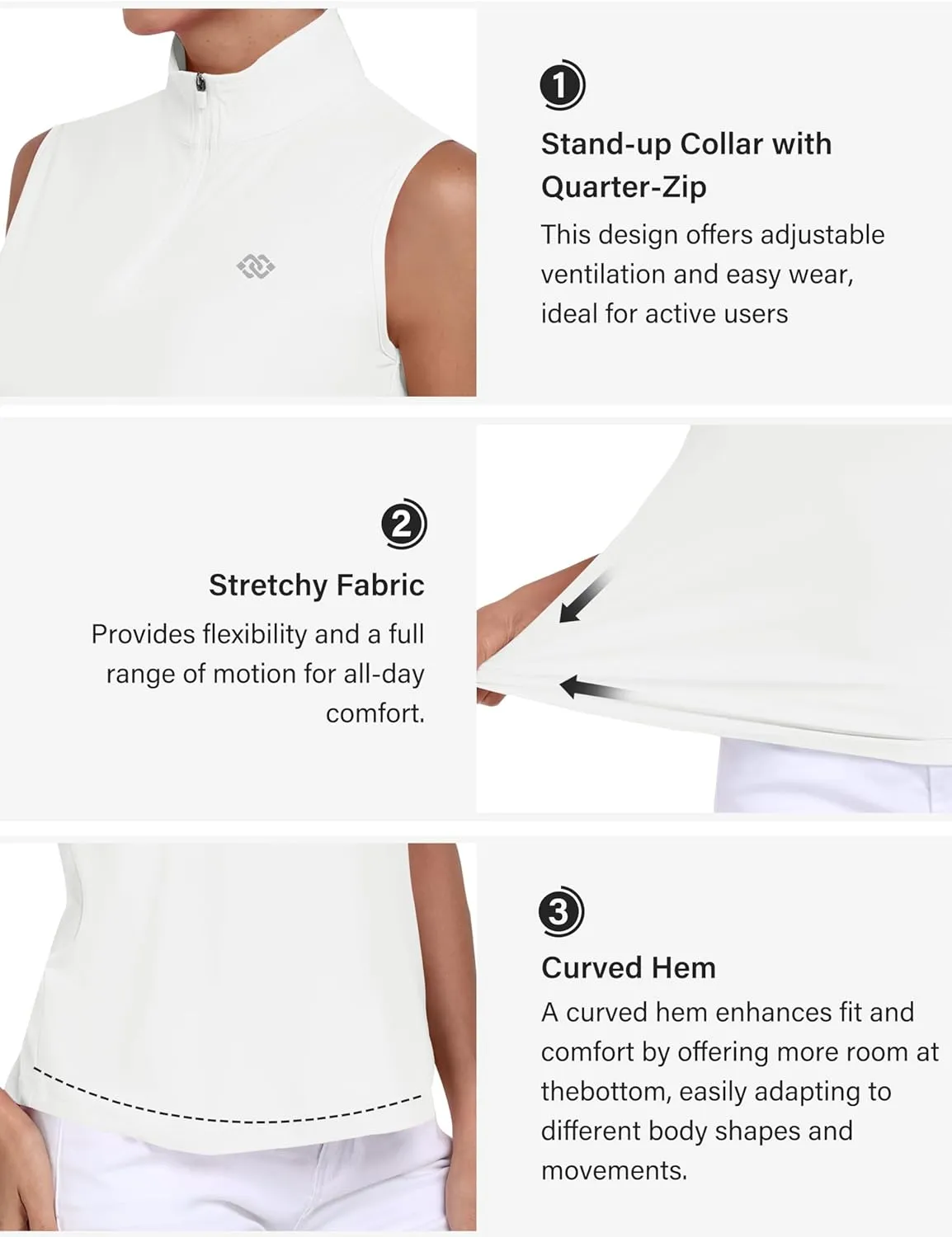AIRIKE Golf Polo Shirts for Women Sleeveless Summer Sports Athletic Fashionable Workwear-Quick Dry Womens Tank Tops