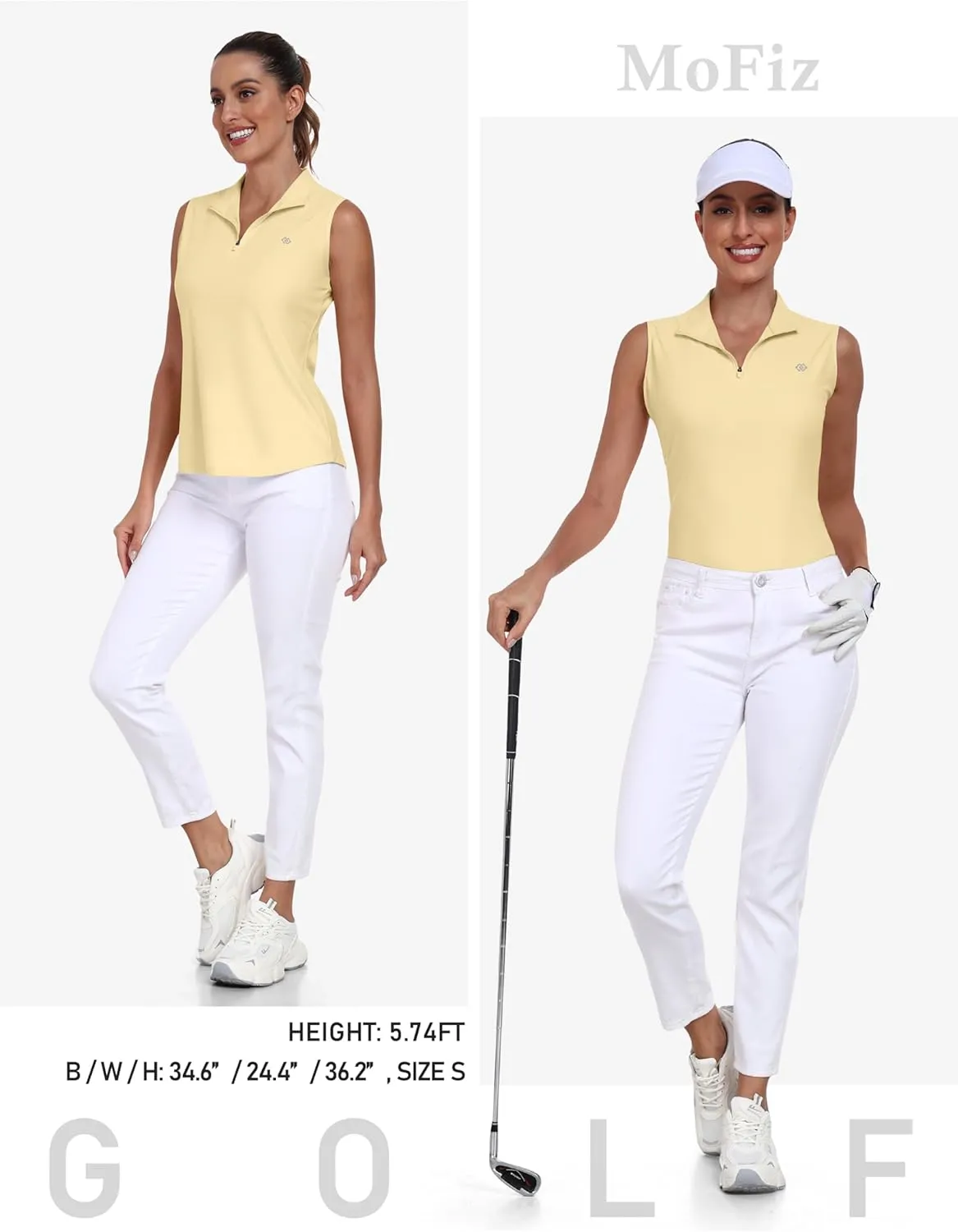 AIRIKE Golf Polo Shirts for Women Sleeveless Summer Sports Athletic Fashionable Workwear-Quick Dry Womens Tank Tops