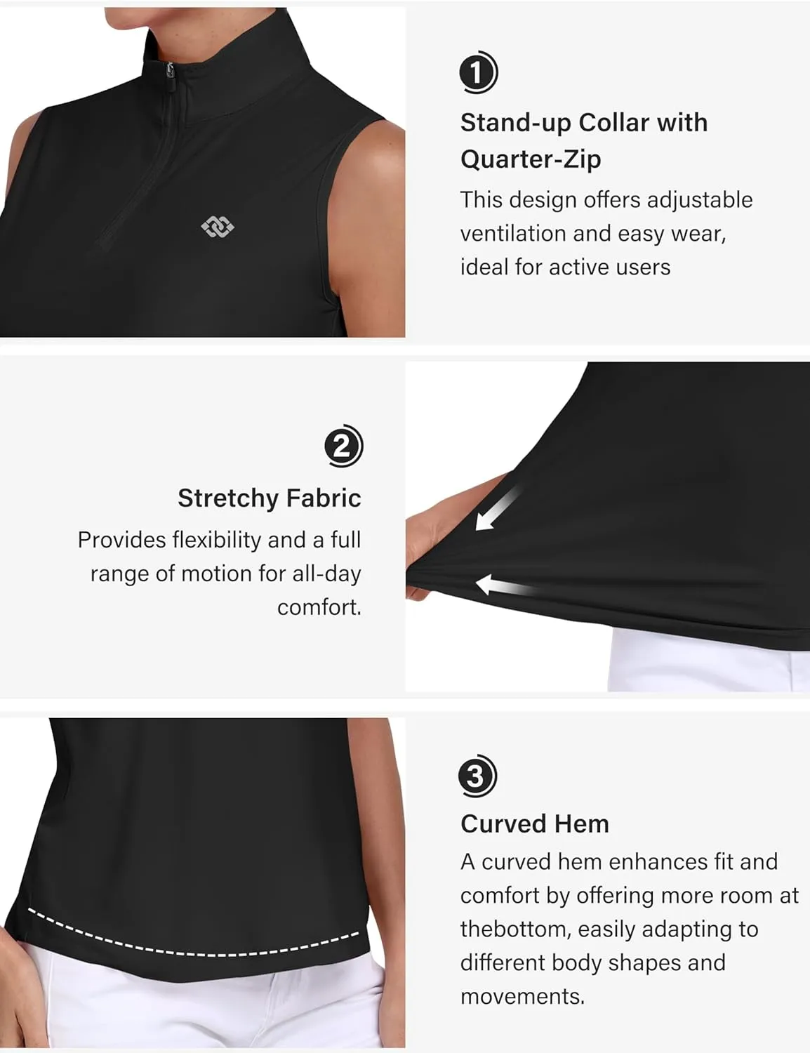 AIRIKE Golf Polo Shirts for Women Sleeveless Summer Sports Athletic Fashionable Workwear-Quick Dry Womens Tank Tops