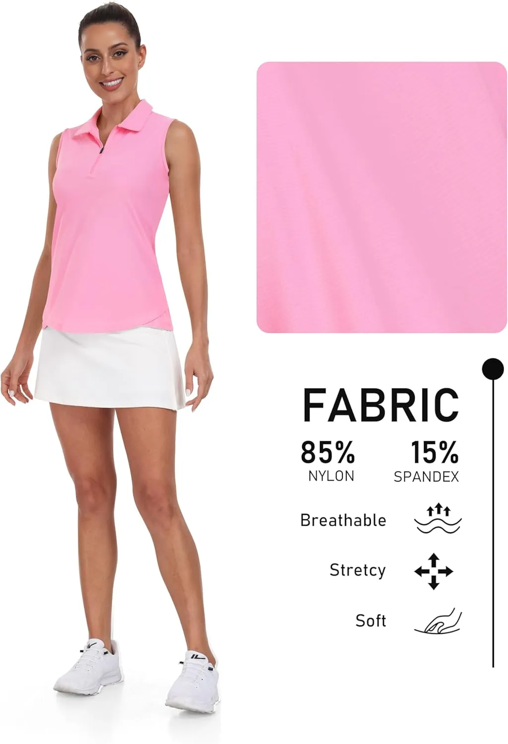 AIRIKE Golf Polo Shirts for Women Sleeveless Summer Sports Athletic Fashionable Workwear-Quick Dry Womens Tank Tops