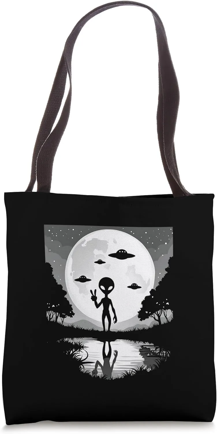 Alien UFOs Area 51 Extraterrestrial Funny Cosmic Lovers Tote Bag