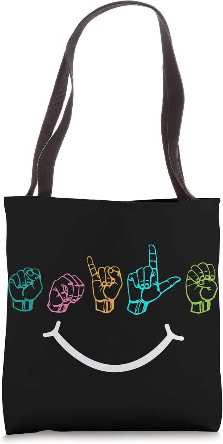 American Sign Language I ASL I Smile Sign Language Tote Bag