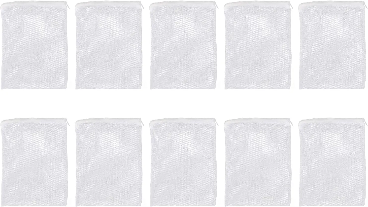 Aquarium Filter Media Bags Large Mesh Hole Zipper Design Fish Tank Filter Bag for Granular Activated Carbon White 10pcs Nylon Net 18 x 25cm