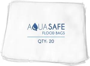 AquaSafe Flood Bags, Water Absorbent Flood Barrier and Super Absorbant Pad, 16" x 22", Pack of 20