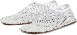Arqa Crystals Mesh Flats for Women Rhinestone-Embellished Fishnet Sock Ballet Flat Shoes Comfort Casual Ballerina Shoes