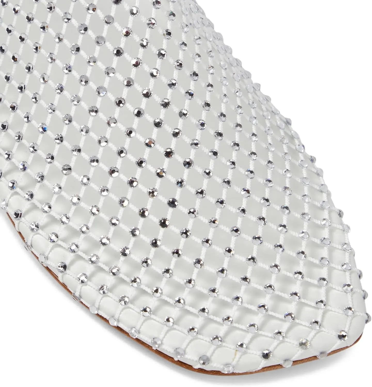 Arqa Crystals Mesh Flats for Women Rhinestone-Embellished Fishnet Sock Ballet Flat Shoes Comfort Casual Ballerina Shoes