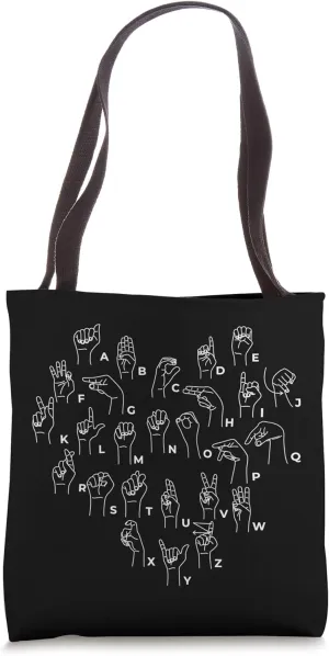 ASL ILY Heart Sign Language Interpreter Deaf ASL Teacher Tote Bag
