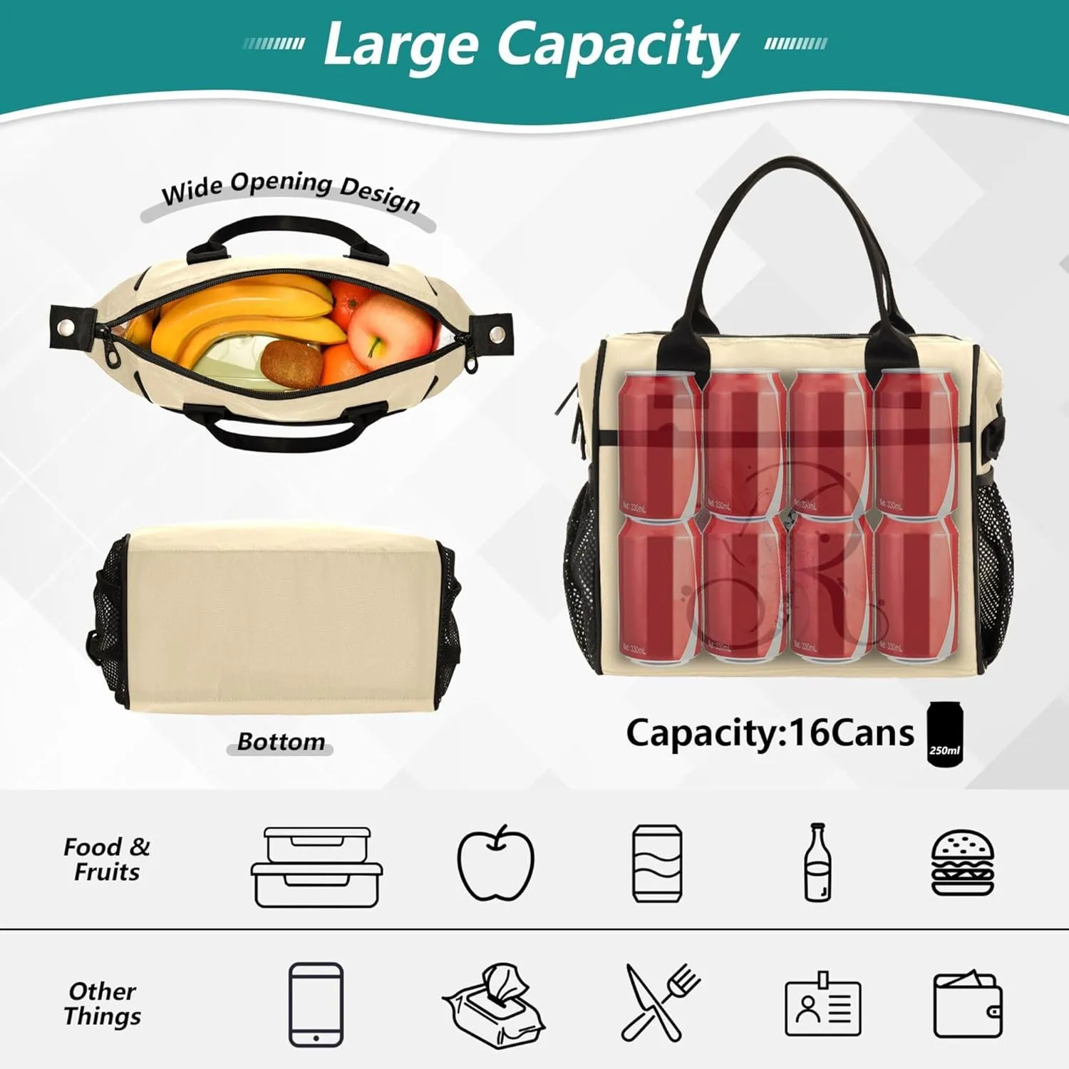 Aslsiy Lunch Bag for Women Wheat Letter R Insulated Lunch Box Lunch Tote Bag Gift for Women