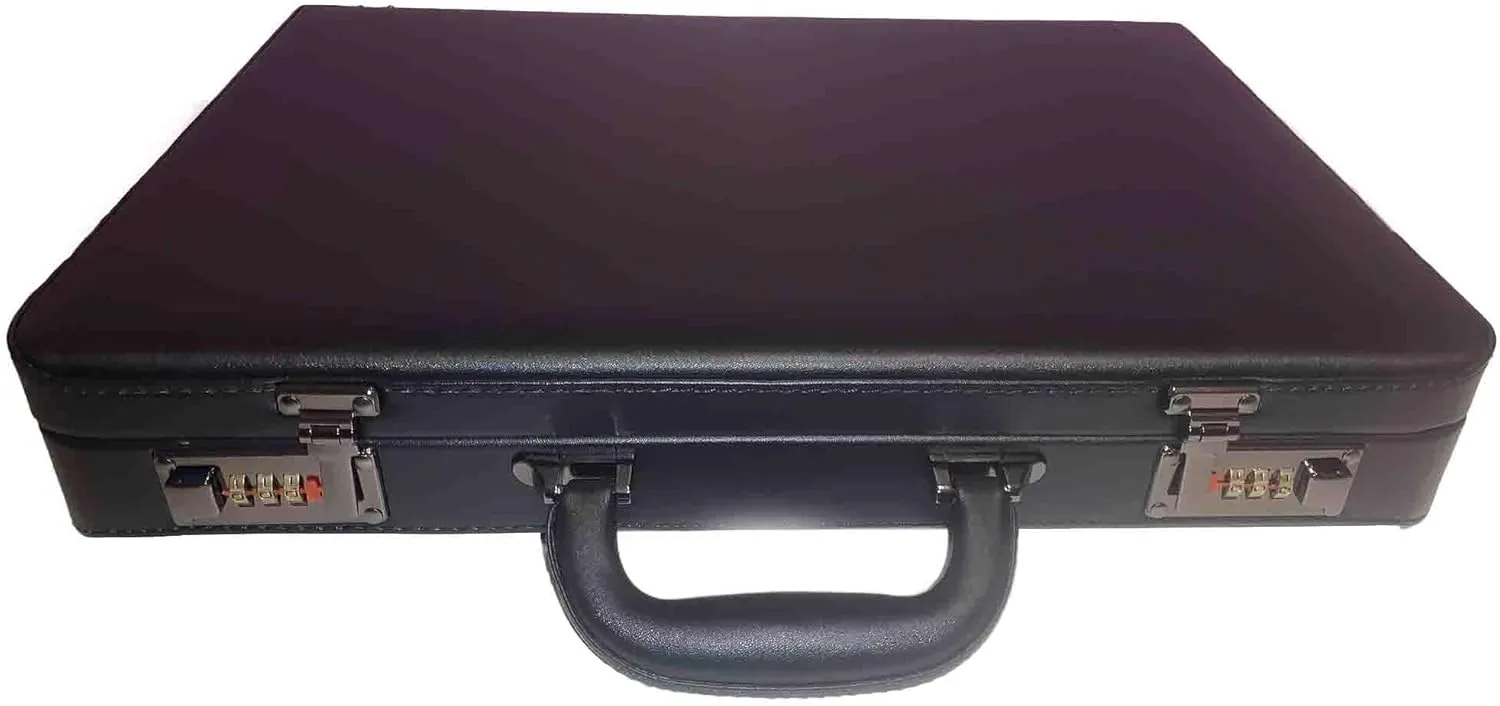 Attache Case Dual Combination Lock Hard Side Briefcase, Black