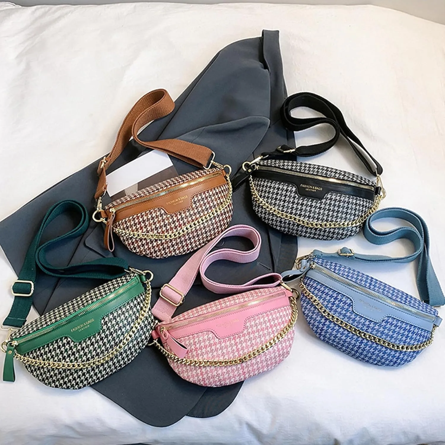 AuSion Fashion Leather Crossbody Fanny Pack for Women – Lightweight Waist Chest Bag with Wide Strap, Ideal for Travel, Festivals and Casual Outings