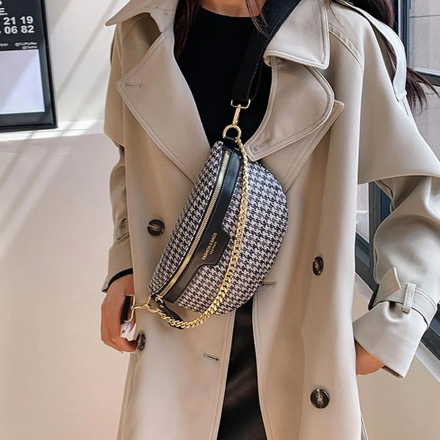 AuSion Fashion Leather Crossbody Fanny Pack for Women – Lightweight Waist Chest Bag with Wide Strap, Ideal for Travel, Festivals and Casual Outings