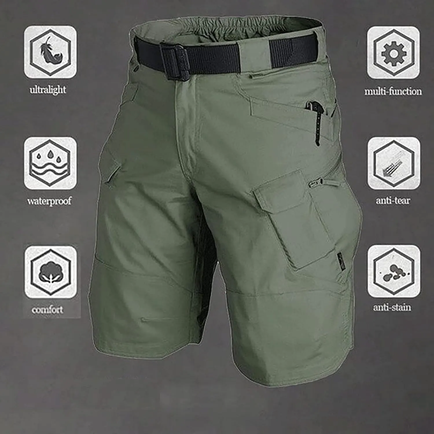 AUTIWITUA Men's Waterproof Tactical Shorts Outdoor Cargo Shorts, Lightweight Quick Dry Breathable Hiking Fishing Cargo Shorts